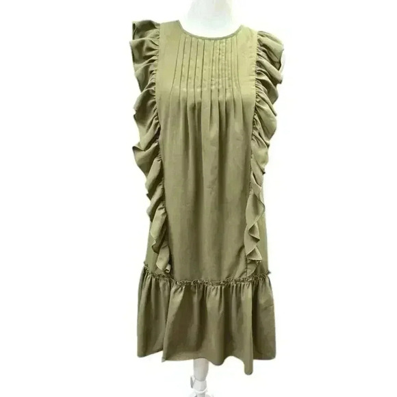 Banana Republic Khaki Green Sleeveless Sheath Ruffled Mini Dress Size XS - Picture 10 of 16